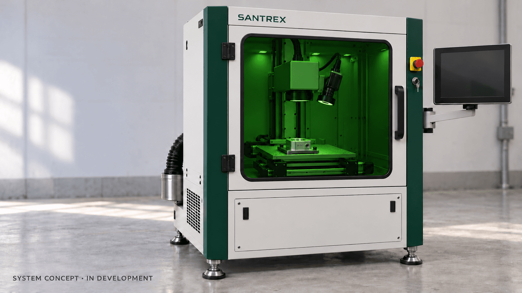 Konzept einer geschlossenen SANTREX Laser- und Bildverarbeitungsstation.